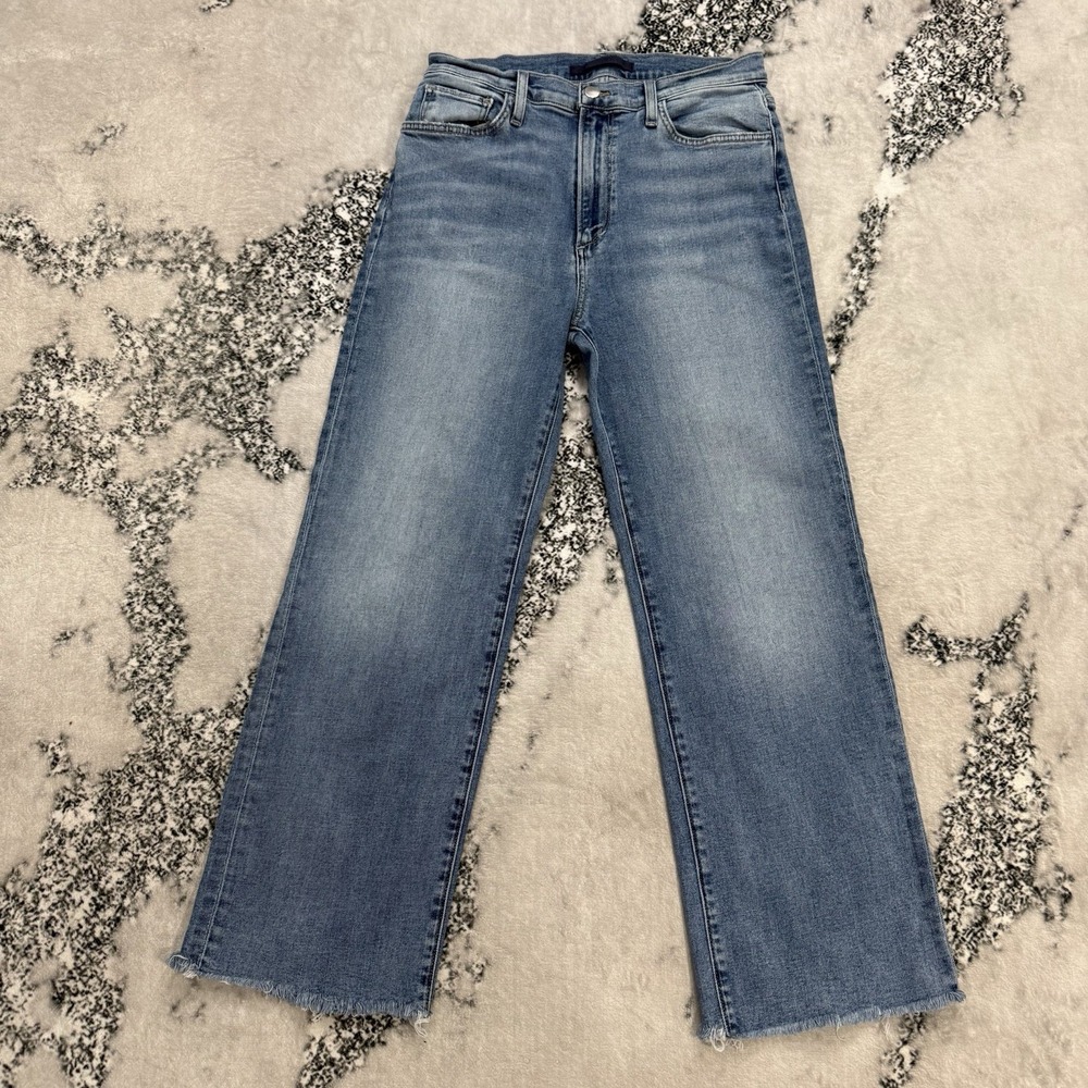 Joes Jeans Blake High Rise Wide Leg Crop Denim Women Size 29 Light‎ Wash Raw Hem